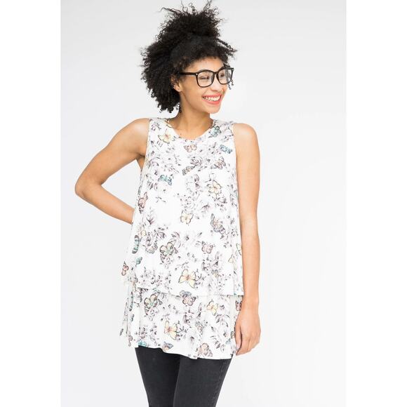 Agnes & Dora Tiered Tunic Butterfly print Size M NWT - Picture 1 of 7